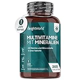 Multivitamin & Mineralstoffe Tabletten - 25 Vitamine & Minerale - 365 Vegane Stück - Vitamin A-Z Mikronährstoffe mit Magnesium, Zink, Eisen, Biotin, Chrom, Selen - Mineralstoffe Komplex - WeightWorld