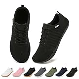 Geweo Barfußschuhe Herren Damen Barfuss Schuhe Barefoot Shoes Barfuß Sneaker Laufschuhe Walkingschuhe Turnschuhe Fitnessschuhe Weich Leicht mit Rutschfester Sohle Schwarz 40