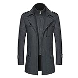 SRZYMJ Grey Herren Wollmantel Dick Winter Kurzmantel Regular Fit Wintermantel Freizeit Herrenmantel Übergangsmantel Freizeitjacke Herren Sommer Weißer Hoodie Regenjacke Herren Sommer Regenjacke 4XL