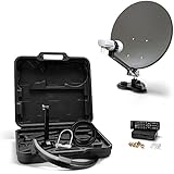 XORO 38,5 cm Camping Satellitenantenne MCA 38 HD Set, inkl. FullHD DVB-S2 Receiver, Single LNB mit integriertem Satfinder, 10m Kabel, Halterungen, im Hartschalenkoffer