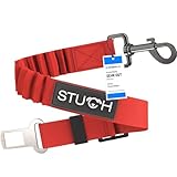 STUCH Universeller Bungee Sicherheitsgurt für Hunde & Katzen - Passend für alle Hunderassen & Autotypen (Farbe Rot) OneSize
