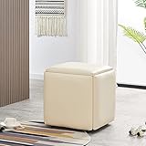 5-in-1 stapelbarer Ottoman-Stuhl mit Rollen, Kunstleder, kleine quadratische Fußstütze, Hocker für Wohnzimmer und Esszimmer, vielseitig, 45 x 45 x 45 cm Fußhocker