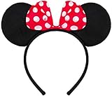 Balinco Haarreifen in schwarz mit Maus Ohren Mouse mit Schleife in rot mit weißen Punkten für Kinder & Erwachsene