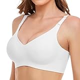 Vinfact NahtloVser BH Damen Ohne Bügel Große Brüste Starker Halt V-Ausschnitt Bügelloser Seamless Bequem T Shirt Schlaf BH Gepolstert Bralette (WT,3XL)