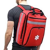 3DTengkit Medizinischer Notfall-Rucksack, Erste-Hilfe-Tasche, leer, Ersthelfer-Traumatasche mit reflektierenden, großen Kapazität, Erste-Hilfe-Rucksack, Tasche (nur Tasche) (rot)