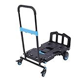 Fockety Klappbarer Handwagen, 150 kg, tragbarer, robuster Gepäckwagen mit 2 Rädern, 3-stufiger Teleskop-Rollwagen, für Gepäck, Reisen, Umzüge, Einkäufe und Büro, schwarz