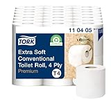 Tork extra weiches Kleinrollen Toilettenpapier Weiß T4, Premium, 4‑lagig, 42 × 153 Blatt, 110405
