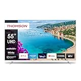 Thomson – 55 Zoll (139 cm) Ultra HD Weiß – Smart Android – WLAN, Triple-Tuner, USB, HDMI, DVB-C/S2/T2, AV IN, CI+, A+ Panel – 55UA5S13W – 2025