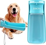 Trinkflasche Hunde für Unterwegs zum Gehen 560ml oder 350ml Hundetrinkflasche für Unterwegs für Welpen Kleine Mittel Große Trinkflasche Hund Hunde Trinkflasche to Go(570ml Blau)