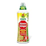 COMPO Flüssiger Rasendünger Unkraut & Moos Nein-Danke!, Dünger für gesunde und sattgrüne Rasen, 1,3 Liter