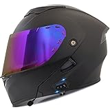 Bluetooth Motorradhelm Motorrad Klapphelm Modularer Helm mit Doppelvisier, ECE Genehmigte Kopfhörer für Automatische Antwort, Vollvisierhelm für Erwachsene Männer Frauen, S-XXL