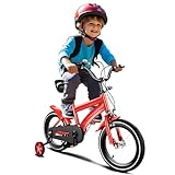 NadineDutol 14 Zoll Universal Kinderfahrrad Kinderrad Cruiser,Junge Mädchen Anfängerfahrrad Kid's Bike Kinderfahrrad Universal Kinderrad Fahrrad Spielrad ab 3-6 (Rot)