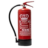 König Feuerlöscher Pulver | 6 kg | Geeignet für die Brandklassen - ABC | Zertifiziert nach DIN EN3 | Dauerdruck 10 LE | Vielseitig einsetzbar | Inkl. Wandhalterung mit Manometer