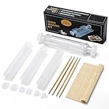 Sushi Maker, 3 Formen Sushi Set zum Selber Machen DIY Sushi Roller Tragbare Sushi Bazooka mit Bambusmatte Sushi Maker Set Ideal für Anfänger und die ganze Familie