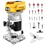 WingFly Akku Kantenfräser für Dewalt 18V,20v Batterien, Oberfräse Bürstenloser Tragbarer Handfräser für die Holzbearbeitung, Akku Holztrimmer mit 15 Stück Fräser Set