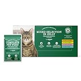 by Amazon Getreidefreies Alleinfutter für ausgewachsene Katzen, gemischte Auswahl in Gelee, 4,8 kg (48 Packungen à 100 g)