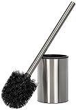 TATAY Satin Klobürste, aus rostfreiem Stahl, Eimer mit Polypropylen-Innenseite, schwarze Bürste, BPA frei. Maße 9 x 9 x 37 cm
