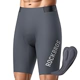 ROCKBROS Fahrradhose Kurz Herren, Nahtlos Radhose, Gepolstert rutschfest Atmungsaktiv Schnelltrocknend 3D Schnitt Radlerhose für Rennrad und MTB, Titangrau 3XL