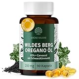 Grüne Valerie Oregano Öl Kapseln 90 Stück – Wildes Berg Oregano Öl mit 82 % Carvacrol – Handgeernteter Origanum vulgare aus Griechenland – 250 mg Softgels, naturrein & laborgeprüft