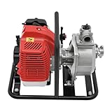 Benzin Wasserpumpe 2-Takt Motor 43cc 1.25KW (1.7PS) • Tragbare Hochleistungs-Gartenpumpe mit 2m Saugschlauch • 10m³/h Durchfluss • 30m Förderhöhe • 8m Saugleistung für Bewässerung & Drainage