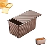 YUNXCNA 450G Teig Brotbackform mit Deckel, Brotbackform mit Schiebetür, Toastbrot Backwerkzeuge, Antihaft Brotbackform, Backformen, Flache Toast Box, für Brot, Toast und Kuchen, Gold
