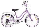 sun baby Mädchenfahrrad Heart Bike 20 Zoll Radgröße zur Auswahl 6 Gang Shimano Kinderfahrrad Kinderrad für Mädchen von 6 bis 10 Jahre verstellbare Höhe 20 Zoll (Lila, 20 Zoll)