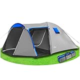 Campela Touristenzelt, Familienzelt, Tropical, für 3-4 Personen, wasserdicht 3000m, geklebte Nähte, CA0013 (Blue)