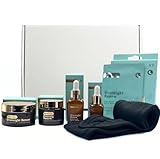 Vegane Hautpflege Geschenkset - Nachtcreme und Serum Kit für Gesicht & Augen, Komplettes Beauty Care Kit mit Stirnband - Über Nacht Hauterneuerung Geschenke für Frauen