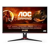 AOC Gaming 24G2SAE - 24 Zoll FHD Monitor, 165 Hz, 1ms, FreeSync Premium (1920x1080, VGA, HDMI, DisplayPort) schwarz/rot