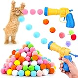 BRISKORE Katzenspielzeug 100 Bälle, Katzen Ball Launcher Plush Ball Interactive Cat Toy Interaktives Katzenspielzeug Ball plüschball Katze Shooting Gun Training Cat Toy Spielzeug Katzen Stretch Ball