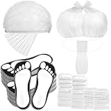 Chicingyou 24 Set Spray Tan Supplies mit Einweg-BH, Unterwäsche, Füßen, Haarnetze, Duschhauben für Spa, klebriges Spray, Bräunungsfüße, Einweghöschen, Selbstbräunungszubehör, Salons, Zuhause (weiß)