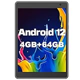 TJD Android 12 Tablet 7,5 Zoll, 4GB RAM+64GB ROM+512GB MicroSD, IPS Full-HD-Touchscreen, 8MP+2MP Kamera, Wi-Fi| Bluetooth| 4000mAh| Google GMS| 2 Lautsprecher (Schwarz)
