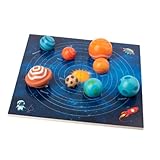 Amagogo Holzpuzzle mit Planeten, Weltraum-Puzzle, pädagogisches Wissenschaftsspielzeug, Puzzle, sensorisches Spielzeug für Jungen, Mädchen,