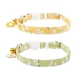 Halsband Hund Grosse Hunde Hunde- und Katzenhalsband mit erfrischendem Blumenmuster und Polyesterband Erziehungshalsband Hund (Yellow, 28X1CM)