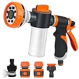 Gartenbrause, Garten Handbrause, 8-Funktionen Spritzdüse und Einstellbarer Wasserdurchfluss Spritzpistolen Bewässerungspistole für Autowäschen, Haustierdusche, Gartenbewässerung
