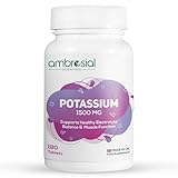 Ambrosial Kaliumchlorid 1500 mg – Hochdosiertes Kaliumpräparat – Glutenfrei, ohne Gentechnik – 180 Tabletten
