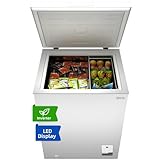 CHiQ Gefriertruhe FCF142DE,142 L Inverter-Gefrierschrank, EEK E, 4 Sterne Gefrierfach, 83,5 cm hoch, Einstellbarer Temperaturregler, Starke Gefrierleistung, 12 Jahre Garantie auf den Kompressor, Weiß