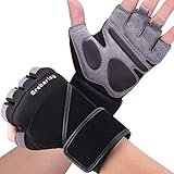 Grebarley Fitness Handschuhe,Trainingshandschuhe für Damen und Herren - Fitness Handschuhe für Krafttraining,Bodybuilding,Kraftsport & Crossfit Training (Lang-Aktualisierte, M)