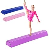 COSTWAY 117cm Schwebebalken, Balken Turnen mit Klettverschluss, Balance Beam, Gymnastikbalken zum zuhause Turnen, Balance Balken ideal für Springen, Handstand und Radschlag (Lila)