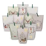 Papierdrachen Extravaganter Adventskalender zum Befüllen - mit 24 pastellfarbenen Geschenktüten und 24 Zahlenaufklebern - Motiv Hygge - zum Basteln und Verschenken - Weihnachten & Advent