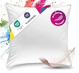 wometo Premium Oeko-TEX Feder- & Daunenkissen 80x80-90% Federn 10% Daunen Kopfkissen mit 1200 g Füllung Bezug Baumwolle weiß (Federkissen//Schlafkissen/Federkopfkissen)