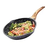 Beschichtete Pfanne, 20cm Pfannen Bratpfanne Temperaturbeständigkeit Etwa 280°C Frying Pan Non Stick Pan Medizinischer Stein Antihaft-Beschichtung Antihaft Bratpfannen mit Anti-Verbrühungs-Griff