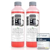 PURIVITA® Universal Entkalker Kaffeevollautomat [2x750ML] - Kaffeemaschinen Entkalker Flüssig - Flüssigentkalker Kaffeemaschine Reiniger - Kalkreiniger Kaffeevollautomaten - Für alle Kaffeeautomaten
