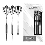 Champify® Messing Darts Set “Blizzard” mit 23g Barrel und Stahlspitze | 3 Dartpfeile mit 6 Schäften & Flights | inkl. weiteres Zubehör | Dartpfeile mit Stahlspitzen ideal für Dart Anfänger