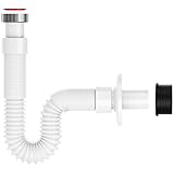MYLAVABO Siphon Ablaufschlauch 1 1/4' Sifon für Waschbecken, flexibel ausziehbar bis 85cm cm, Röhrensiphon aus Kunststoff | 5/4' Anschluss | Ablaufgarnitur für Waschtisch