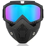 TAIZER Motorradbrille Abnehmbare Motorrad Schutzbrille Staubschutz Brille Abnehmbaren Gesichtsmaske Winddicht Helm Nebelfest Winddicht Reiten Sonnenbrille Fahrrad Dirtbike Motocross (1blau)