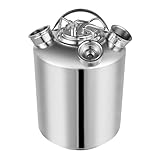 HuKaiL 2.6 Gallonen Reinigungsfass, Bier Reinigungsfass Edelstahl mit 3 Gewindehälse, Wash Out Keg mit Schutzabdeckungen für die Reinigung von Maschinen, Fassbiermaschinen, Milchteemaschinen, 23*33cm