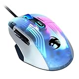 Roccat Kone XP PC USB Gaming Maus mit 3D AIMO RGB Beleuchtung, 19K DPI Optischer Sensor, 4D Krystal Scroll Wheel, Multi-Button Design, kabelgebundene Computermaus - Weiß