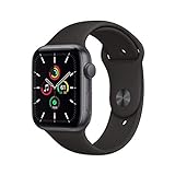 Apple Watch SE (GPS, 44MM) Aluminiumgehäuse Space Grau Schwarz Sportarmband (Generalüberholt)