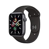 Apple Watch SE (GPS, 44MM) Aluminiumgehäuse Space Grau Schwarz Sportarmband (Generalüberholt)